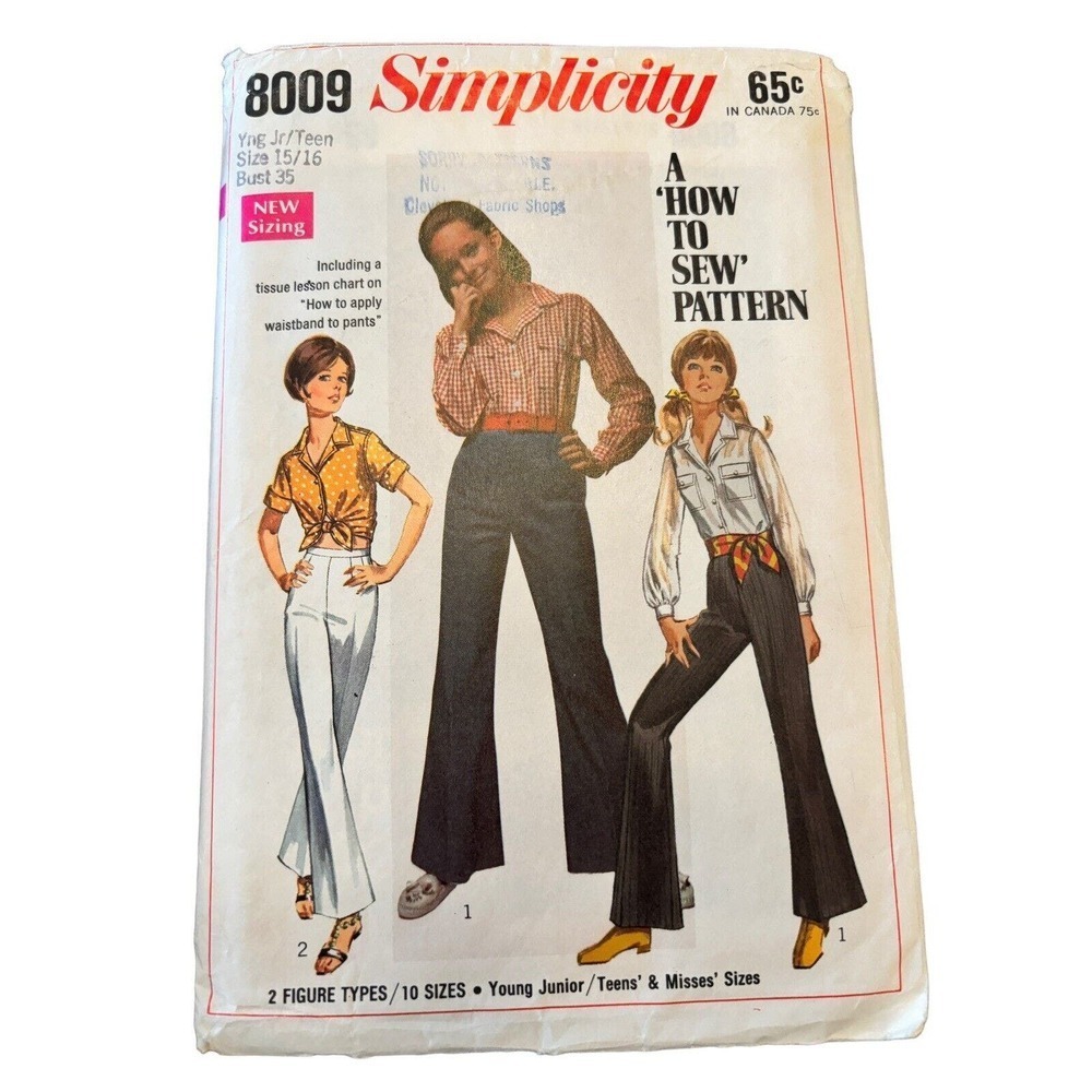 VINTAGE TEEN JR sz 15/16 SEWING PATTERNS DRESSES Pants Retro Boho Simplicity - Picture 3 of 4